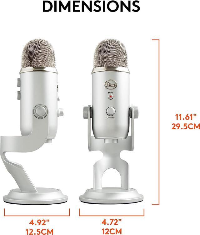 Alt view image 10 of 10 - Blue Yeti USB Microphone for PC, Mac, Gaming, Recording, Streaming, Podcasting, Studio and Computer Condenser Mic with Blue VO!CE effects, 4 Pickup Patterns, Plug and Play – Silver