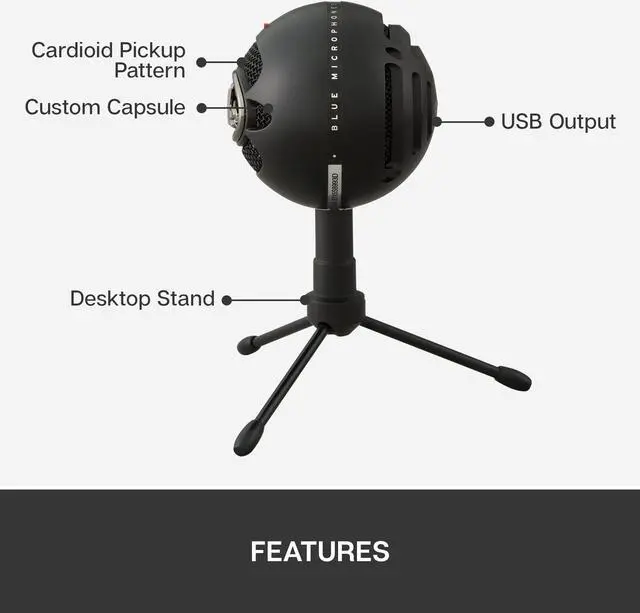 Alt view image 8 of 10 - Blue Snowball iCE USB Microphone for PC, Mac, Gaming, Recording, Streaming, Podcasting, with Cardioid Condenser Mic Capsule, Adjustable Desktop Stand and USB cable, Plug 'n Play – Black