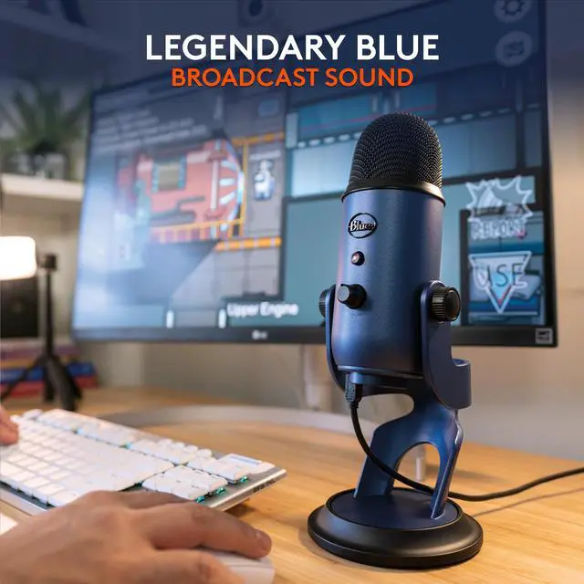 Alt view image 3 of 10 - Blue Yeti USB Microphone for PC, Mac, Gaming, Recording, Streaming, Podcasting, Studio and Computer Condenser Mic with Blue VO!CE effects, 4 Pickup Patterns, Plug and Play – Midnight Blue