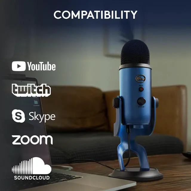 Alt view image 8 of 10 - Blue Yeti USB Microphone for PC, Mac, Gaming, Recording, Streaming, Podcasting, Studio and Computer Condenser Mic with Blue VO!CE effects, 4 Pickup Patterns, Plug and Play – Midnight Blue