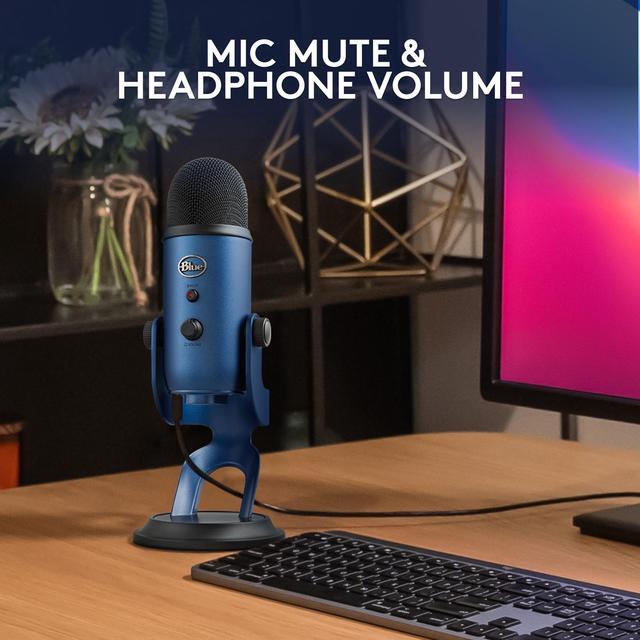 Alt view image 9 of 10 - Blue Yeti USB Microphone for PC, Mac, Gaming, Recording, Streaming, Podcasting, Studio and Computer Condenser Mic with Blue VO!CE effects, 4 Pickup Patterns, Plug and Play – Midnight Blue