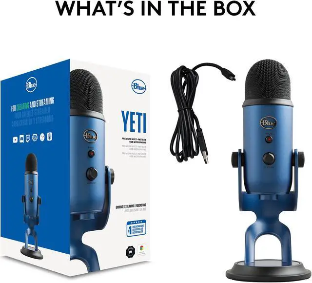 Alt view image 10 of 10 - Blue Yeti USB Microphone for PC, Mac, Gaming, Recording, Streaming, Podcasting, Studio and Computer Condenser Mic with Blue VO!CE effects, 4 Pickup Patterns, Plug and Play – Midnight Blue