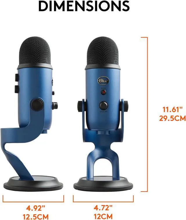 Alt view image 11 of 10 - Blue Yeti USB Microphone for PC, Mac, Gaming, Recording, Streaming, Podcasting, Studio and Computer Condenser Mic with Blue VO!CE effects, 4 Pickup Patterns, Plug and Play – Midnight Blue