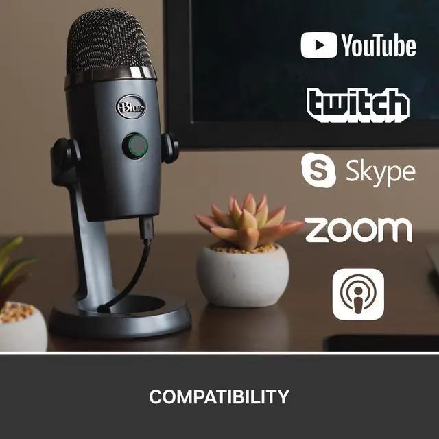 Alt view image 4 of 10 - Blue Yeti Nano Premium USB Microphone for PC, Mac, Gaming, Recording, Streaming, Podcasting, Condenser Mic with Blue VO!CE Effects, Cardioid and Omni, No-Latency Monitoring - Shadow Grey