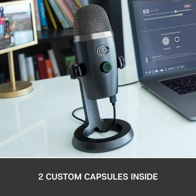 Alt view image 8 of 10 - Blue Yeti Nano Premium USB Microphone for PC, Mac, Gaming, Recording, Streaming, Podcasting, Condenser Mic with Blue VO!CE Effects, Cardioid and Omni, No-Latency Monitoring - Shadow Grey