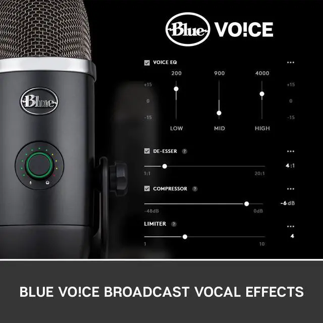 Alt view image 6 of 11 - Blue Yeti X Professional USB Condenser Microphone for PC, Mac, Gaming, Recording, Streaming, Podcasting on PC, Desktop Mic with High-Res Metering, LED Lighting, Blue VO!CE Effects - Black