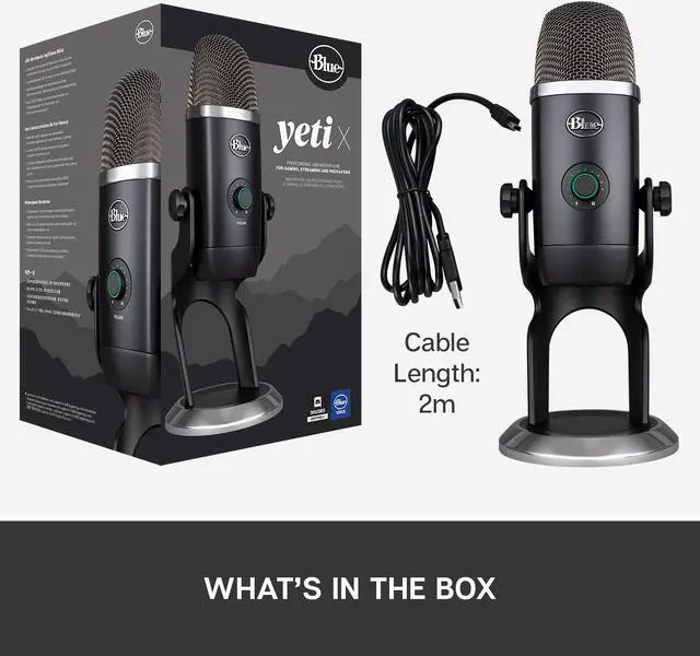 Alt view image 11 of 11 - Blue Yeti X Professional USB Condenser Microphone for PC, Mac, Gaming, Recording, Streaming, Podcasting on PC, Desktop Mic with High-Res Metering, LED Lighting, Blue VO!CE Effects - Black