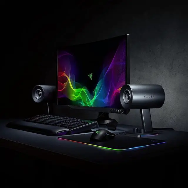 Alt view image 7 of 14 - Razer Nommo Chroma: Custom Woven 3" Glass Fiber Drivers - Rear-Facing Bass Ports - Bass Knob w/Automatic Gain Control Chroma Enabled - Full Range 2.0 PC Gaming Speakers, Black