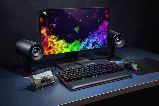 Alt view image 6 of 14 - Razer Nommo Chroma: Custom Woven 3" Glass Fiber Drivers - Rear-Facing Bass Ports - Bass Knob w/Automatic Gain Control Chroma Enabled - Full Range 2.0 PC Gaming Speakers, Black