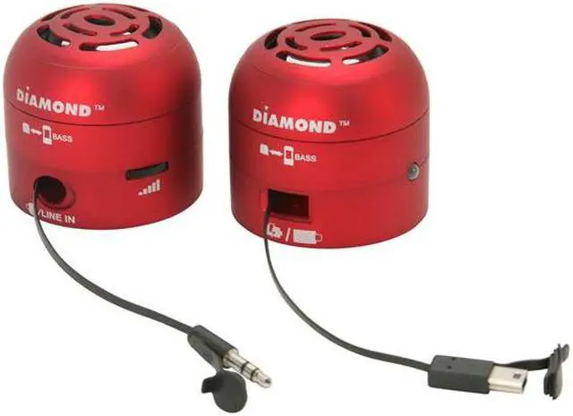Alt view image 10 of 12 - DIAMOND MSP100R 4 Watts 2.0 Mini Rockers Mobile Speakers - RED