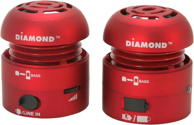 Alt view image 11 of 12 - DIAMOND MSP100R 4 Watts 2.0 Mini Rockers Mobile Speakers - RED