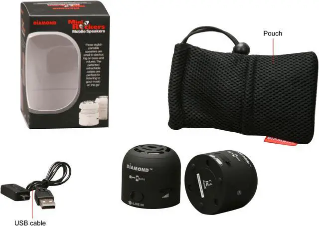 Alt view image 10 of 10 - DIAMOND MSP100B 4 Watts 2.0 Mini Rockers Mobile Speakers - BLACK