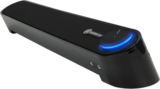 Main image of Desktop Computer Sound Bar Speaker w/ Easy Access Headphone & Mic Jacks by GOgroove - SonaVERSE UBR (Blackout) - USB Powered, LED accents, Compact 16.5" Length, Angled Design - Ideal for Small Desks