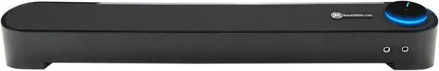 Alt view image 3 of 8 - Desktop Computer Sound Bar Speaker w/ Easy Access Headphone & Mic Jacks by GOgroove - SonaVERSE UBR (Blackout) - USB Powered, LED accents, Compact 16.5" Length, Angled Design - Ideal for Small Desks
