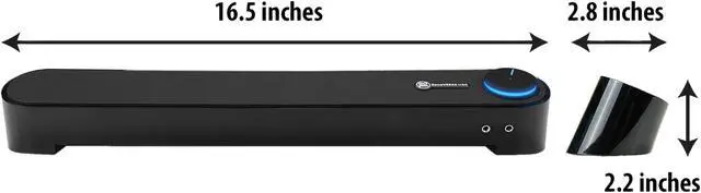 Alt view image 7 of 8 - Desktop Computer Sound Bar Speaker w/ Easy Access Headphone & Mic Jacks by GOgroove - SonaVERSE UBR (Blackout) - USB Powered, LED accents, Compact 16.5" Length, Angled Design - Ideal for Small Desks