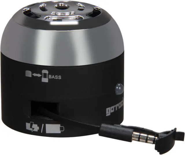 Alt view image 4 of 8 - Go Rock Black Mini Portable Speaker w/ Retractable Cables (TRMS02MC-BK)