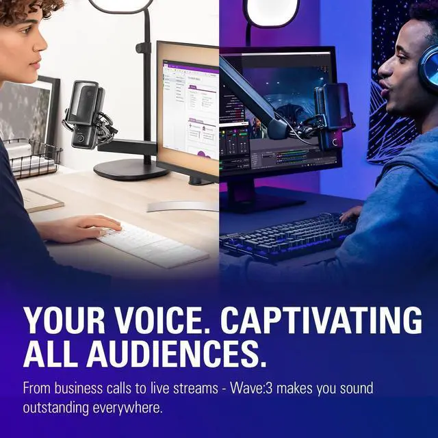 Alt view image 7 of 8 - Elgato Wave:3 - Premium Studio Quality USB Condenser Microphone for Streaming, Podcast, Gaming and Home Office, Free Mixer Software, Sound Effect Plugins, Anti-Distortion, Plug ’n Play, for Mac, PC