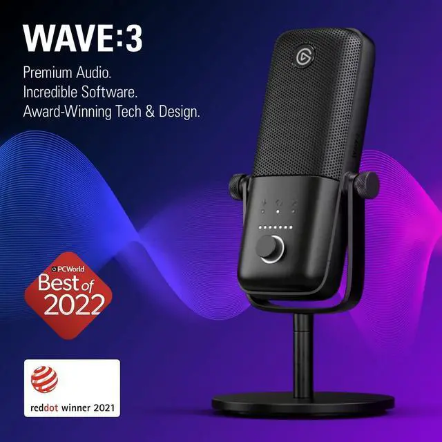 Alt view image 2 of 8 - Elgato Wave:3 - Premium Studio Quality USB Condenser Microphone for Streaming, Podcast, Gaming and Home Office, Free Mixer Software, Sound Effect Plugins, Anti-Distortion, Plug ’n Play, for Mac, PC