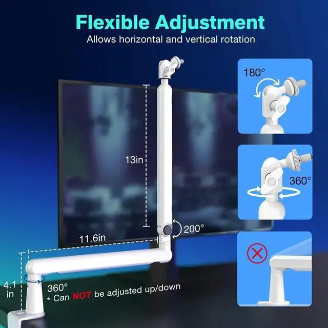 Alt view image 4 of 9 - FIFINE Low Profile Podcast Microphone Stand, BM88 LITE Gaming Mic Boom Arm with Desk Mount, Cable Channels Management, Adjustable Metal Boom Arm White for Recording/Streaming/Gaming/Home Office