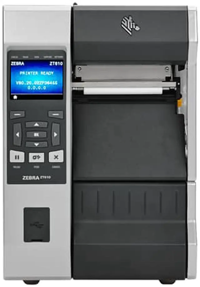 Alt view image 2 of 3 - Zebra ZT610 4" Thermal Transfer Label Printer with Color Screen, 203dpi, Serial, USB, Gigabit Ethernet, Bluetooth 4.0, USB Host, Wireless 802.11 AC Card:US & Canada, Tear, ZPL - ZT61042-T01A100Z