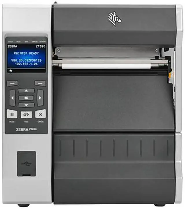 Alt view image 2 of 3 - Zebra ZT620 6" Thermal Transfer Label Printer with Color Screen, 300dpi, Serial, USB, Gigabit Ethernet, Bluetooth 4.0, USB Host, Wireless 802.11 AC Card:US & Canada, Tear, ZPL – ZT62063-T01A100Z