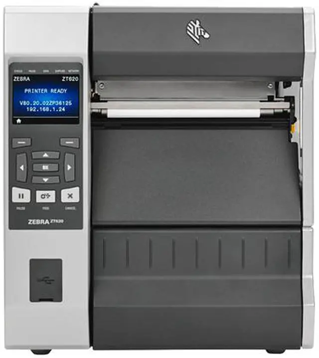 Alt view image 2 of 3 - Zebra ZT620 6" Thermal Transfer Label Printer with Color Screen, 203dpi, Serial, USB, Gigabit Ethernet, Bluetooth 4.0, USB Host, Wireless 802.11 AC Card:US & Canada,Tear, ZPL – ZT62062-T01A100Z