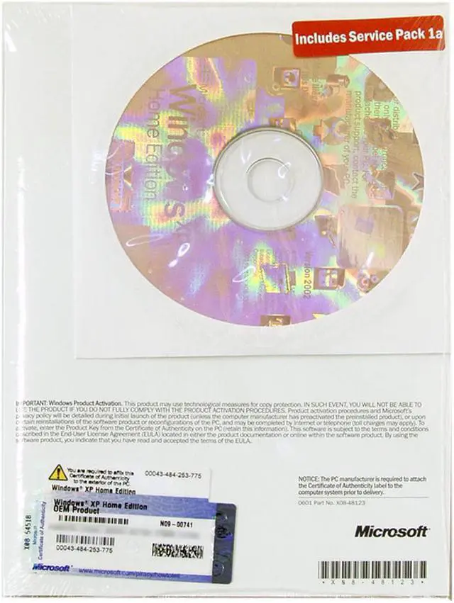 Alt view image 2 of 2 - Microsoft Windows XP Home Edition with Service Pack 1a - OEM