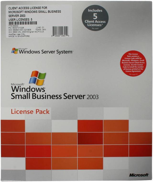 Main image of Microsoft Windows Small Business Server 2003 5 CALs Additive License