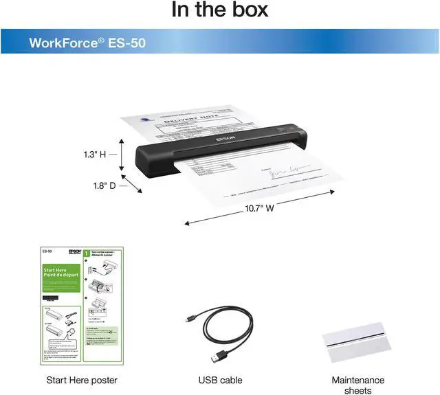 Alt view image 4 of 7 - Epson WorkForce ES-50 Portable Sheet-fed Document Scanner for PC and Mac
