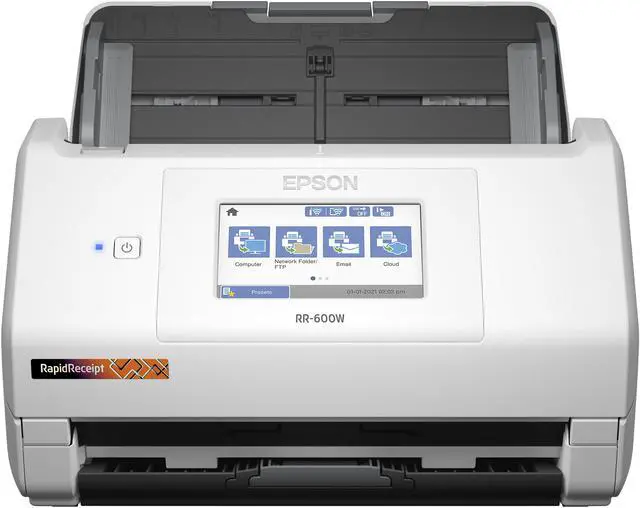 Main image of Epson RapidReceipt RR-600W Wireless Desktop Color Duplex Receipt and Document Scanner with Receipt Management and PDF Software for PC and Mac, Touchscreen and Auto Document Feeder (ADF)