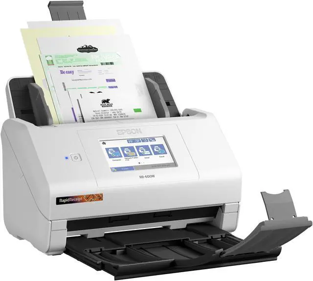 Alt view image 3 of 13 - Epson RapidReceipt RR-600W Wireless Desktop Color Duplex Receipt and Document Scanner with Receipt Management and PDF Software for PC and Mac, Touchscreen and Auto Document Feeder (ADF)