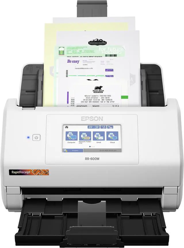 Alt view image 4 of 13 - Epson RapidReceipt RR-600W Wireless Desktop Color Duplex Receipt and Document Scanner with Receipt Management and PDF Software for PC and Mac, Touchscreen and Auto Document Feeder (ADF)