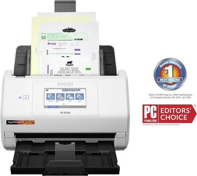 Alt view image 9 of 13 - Epson RapidReceipt RR-600W Wireless Desktop Color Duplex Receipt and Document Scanner with Receipt Management and PDF Software for PC and Mac, Touchscreen and Auto Document Feeder (ADF)