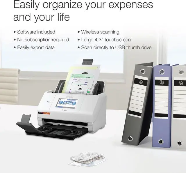 Alt view image 11 of 13 - Epson RapidReceipt RR-600W Wireless Desktop Color Duplex Receipt and Document Scanner with Receipt Management and PDF Software for PC and Mac, Touchscreen and Auto Document Feeder (ADF)