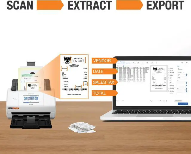 Alt view image 12 of 13 - Epson RapidReceipt RR-600W Wireless Desktop Color Duplex Receipt and Document Scanner with Receipt Management and PDF Software for PC and Mac, Touchscreen and Auto Document Feeder (ADF)