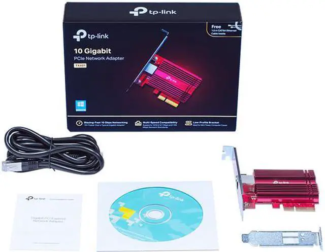 Alt view image 8 of 9 - TP-Link 10Gbps PCIe Network Card (TX401) - PCIe to 10 Gigabit Ethernet Network Adapter, Supports Windows 10/8.1/8/7, Windows Servers 2019/2016/2012 R2, and Linux, Including a CAT6A Ethernet Cable