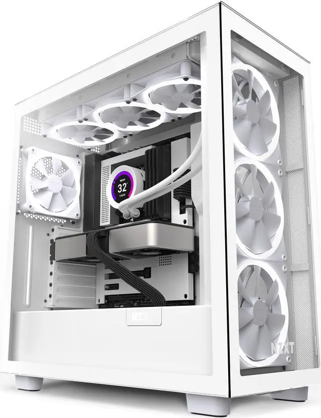 Alt view image 3 of 8 - NZXT Aer F140 RGB White Twin Pack - 2x Fan & RGB Lighting Controller - High Performance Airflow Fans