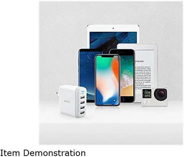 Alt view image 4 of 7 - Anker 40W 4-Port USB Wall Charger with Foldable Plug, PowerPort 4 for iPhone 11/11 Pro/Max/ XS/XS Max/XR /X/8/7/6/Plus, iPad Pro/Air 2/Mini 4/3, Galaxy/Note/Edge, LG, Nexus, HTC, and More (White)