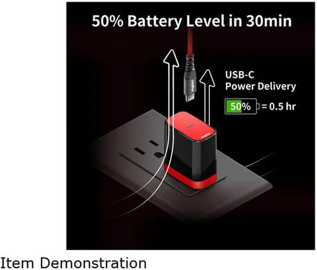 Alt view image 3 of 5 - VogDUO 18W Power Delivery Wall Charger, foldable AC plug, compatible with iPhone 12, iPad Pro, iPad, MacBook, Apple Watch, and Nintendo Switch