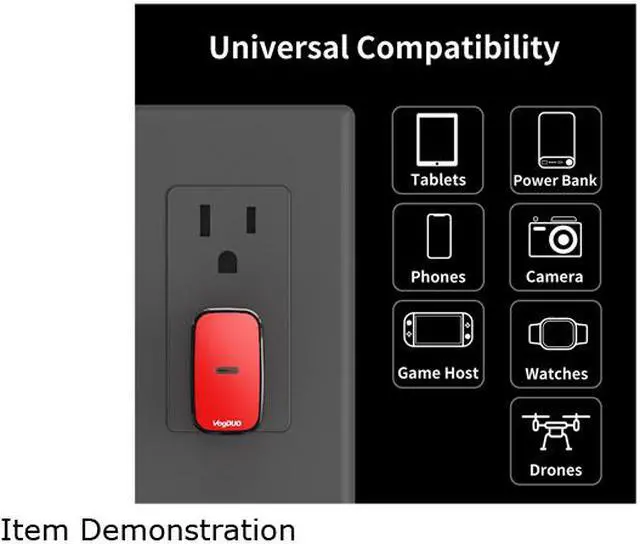 Alt view image 4 of 5 - VogDUO 18W Power Delivery Wall Charger, foldable AC plug, compatible with iPhone 12, iPad Pro, iPad, MacBook, Apple Watch, and Nintendo Switch