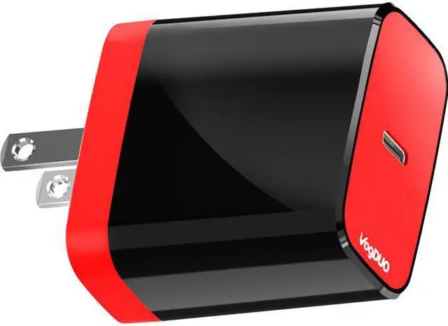 Main image of VogDUO 18W Power Delivery Wall Charger, foldable AC plug, compatible with iPhone 12, iPad Pro, iPad, MacBook, Apple Watch, and Nintendo Switch