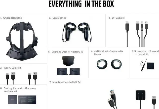 Alt view image 9 of 10 - Pimax Crystal VR Headsets - With controllers-Dual Engines of PC VR with 8G+256G Virtual Reality - Dual QLED + mini-Led Panels with MAX 160Hz and 5760x2880 Resolution