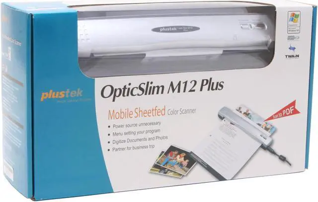 Alt view image 5 of 5 - Plustek OpticSlim M12 Plus CIS Fast Single Pass, Mobile scanner, and Portable scanner 600 dpi Hardware Resolution Scanner