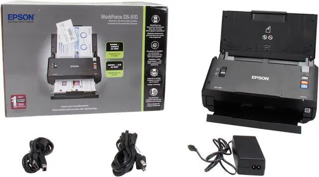 Alt view image 9 of 9 - EPSON WorkForce DS-510 ( B11B209201 ) 48-bit internal/24-bit external (Color) 16-bit internal/8-bit external (Grayscale) CIS 600 x 600 dpi Sheet-fed, one pass duplex color scanner Document Scanner