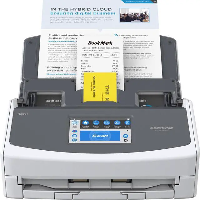 Alt view image 2 of 3 - Ricoh / Fujitsu ScanSnap iX1600 PA03770-B615-KIT Color CIS x 2 (Front x 1, Back x 1) 600 dpi ADF (Automatic Document Feeder) / Manual Feed, Duplex Document Scanner, White, 3-pack