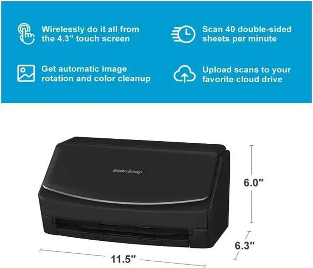 Alt view image 3 of 8 - Ricoh ScanSnap iX1600 Premium Color Duplex Document Scanner for Mac and PC with 4-Year Protection Plan, Black