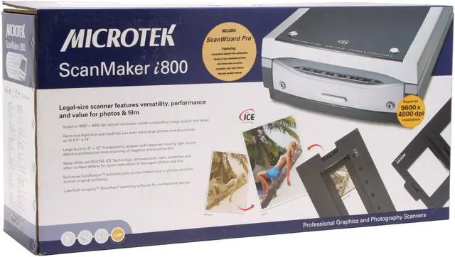 Alt view image 13 of 13 - Microtek SCANMAKER I800 1108-03-780001 4800 x 9600dpi 48bit 4-pin USB, 6-pin FireWire Interface Flatbed Flatbed Scanner