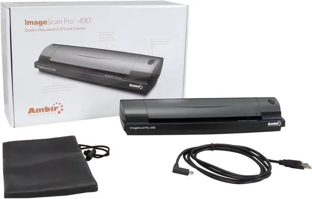 Alt view image 6 of 6 - Ambir ImageScan Pro 490i (DS490-AS) 48-bit internal color, outputs 24-bit true color, 8-bit grayscale & 1-bit B&W Image Sensor - dual linear color contact image sensor (CMOS CIS)
Paper Sensor - mechanical Up to 600 dpi Duplex ID Card & Docu