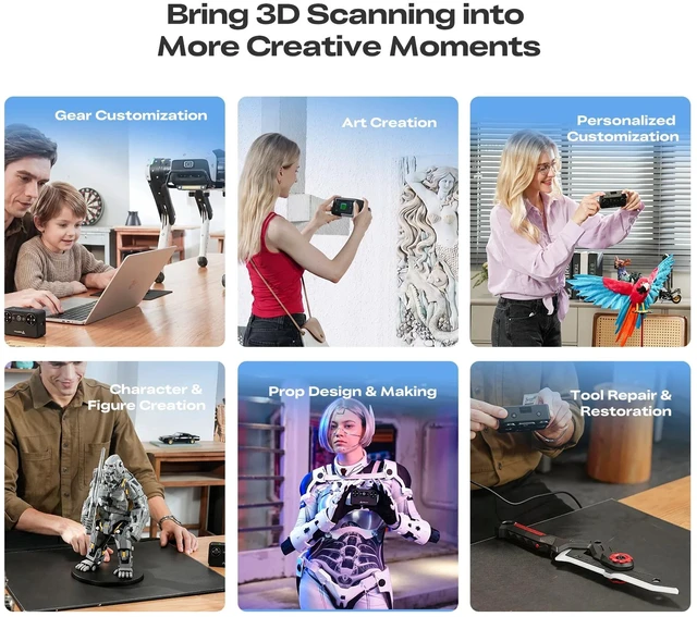 Alt view image 4 of 6 - Creality Pika 3D Scanner, Portable Handheld Scanner for 3D Printing, AI-Powered, Blue Laser & Infrared
