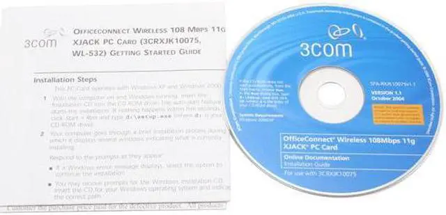 Alt view image 3 of 4 - 3com 3CRXJK10075 Wireless 108Mbps XJACK PC Card